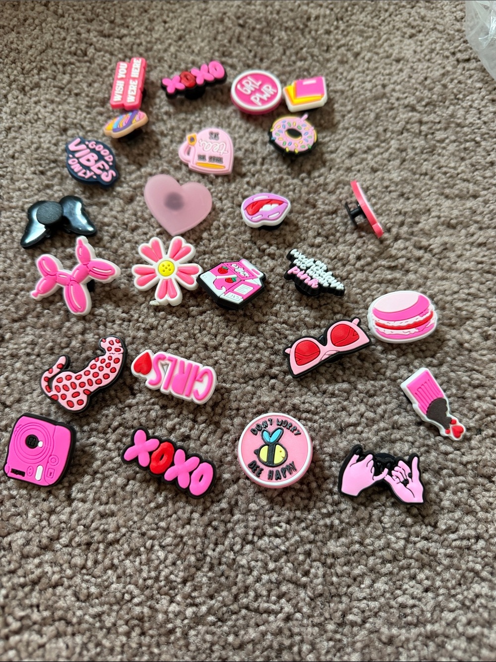 Assorted Pink Croc Charms Lot